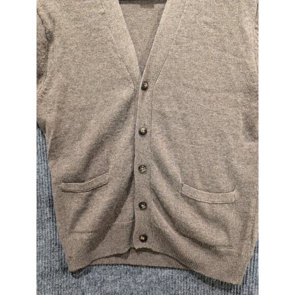Stafford Mens Brown Pockets Wool Front Button Cable Knit Cardigan Sweater Size S - Picture 2 of 7
